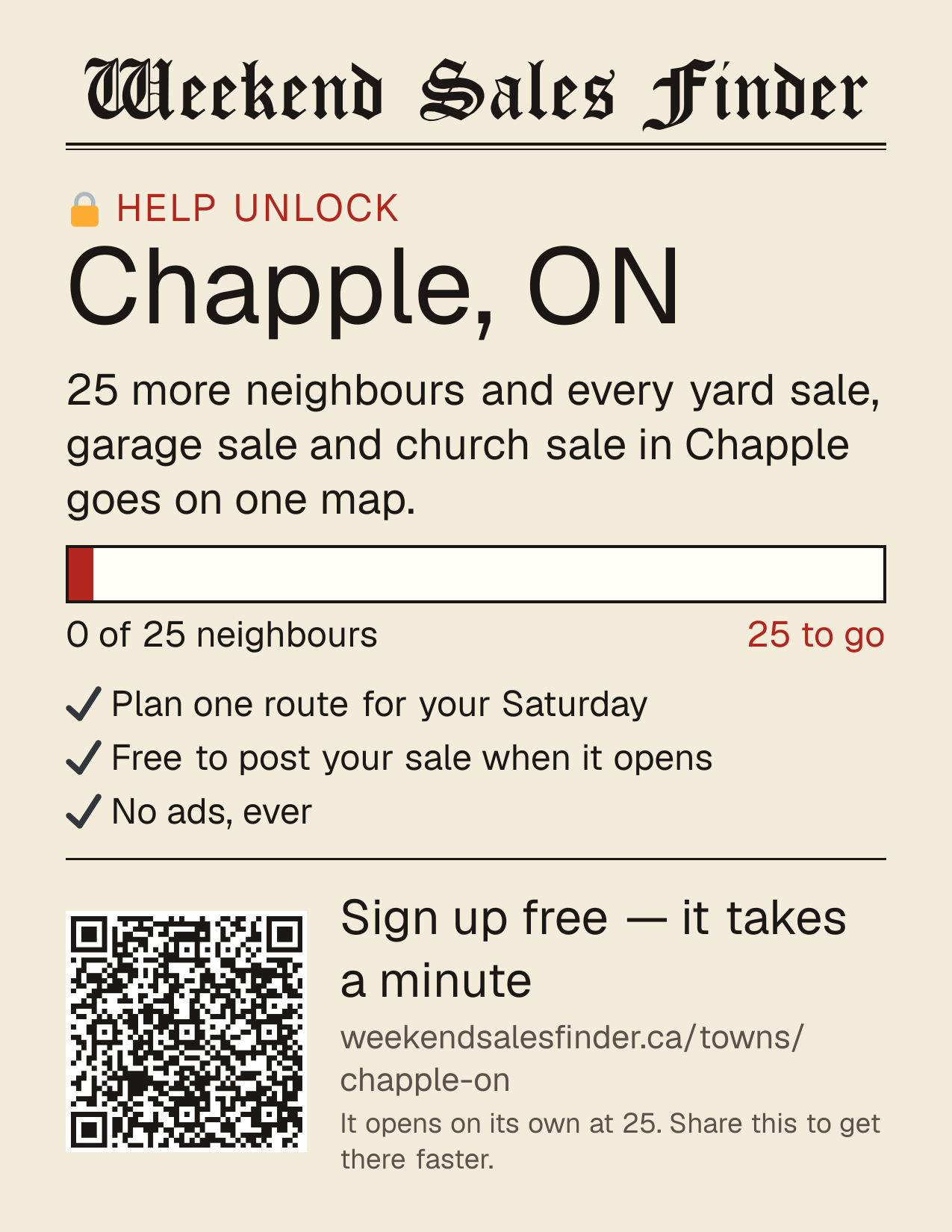 Printable poster for unlocking Chapple