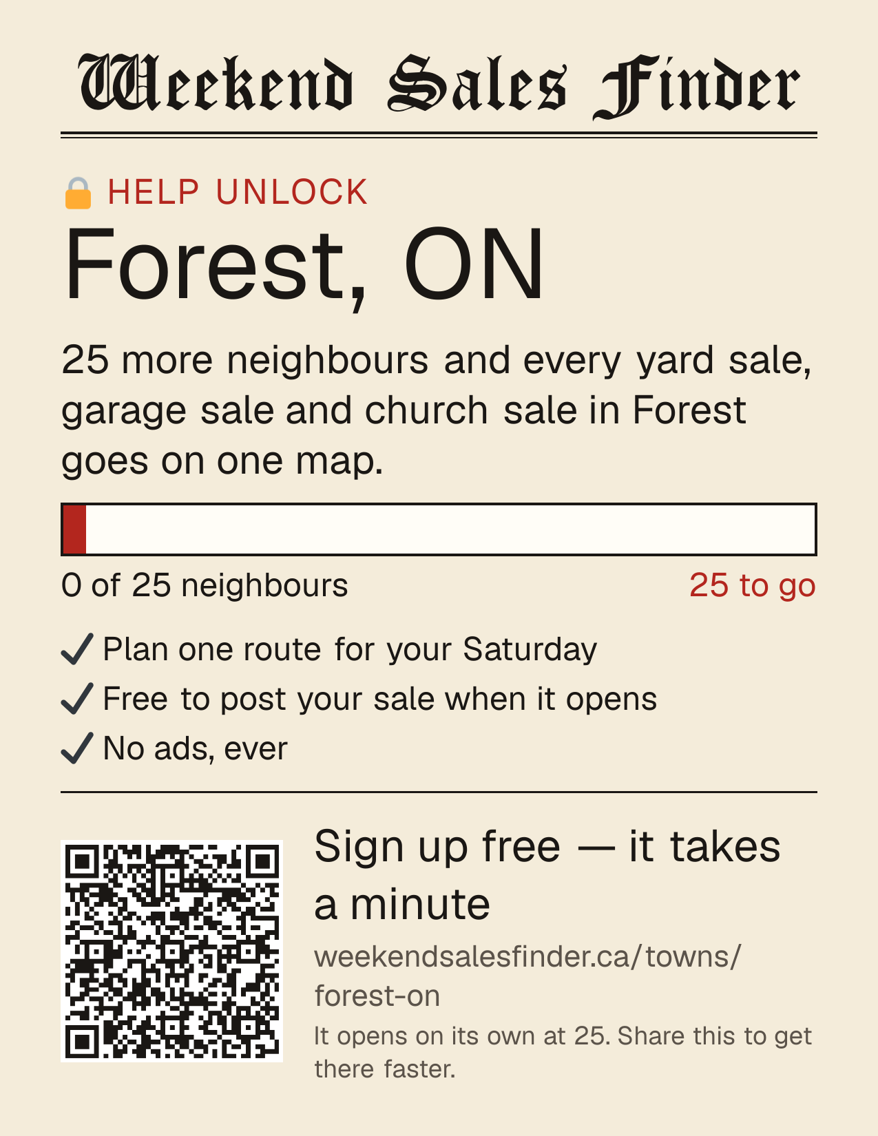 Printable poster for unlocking Forest