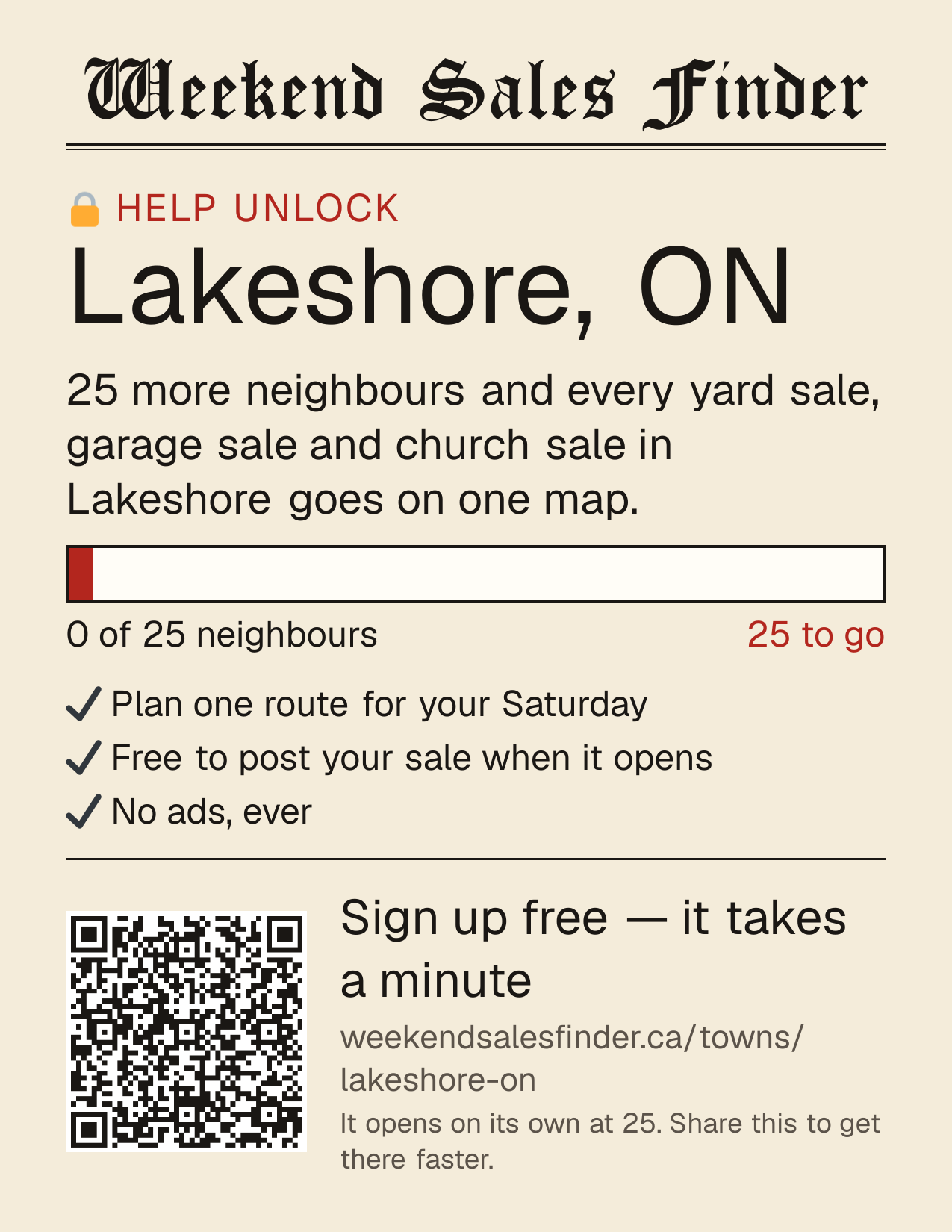 Printable poster for unlocking Lakeshore