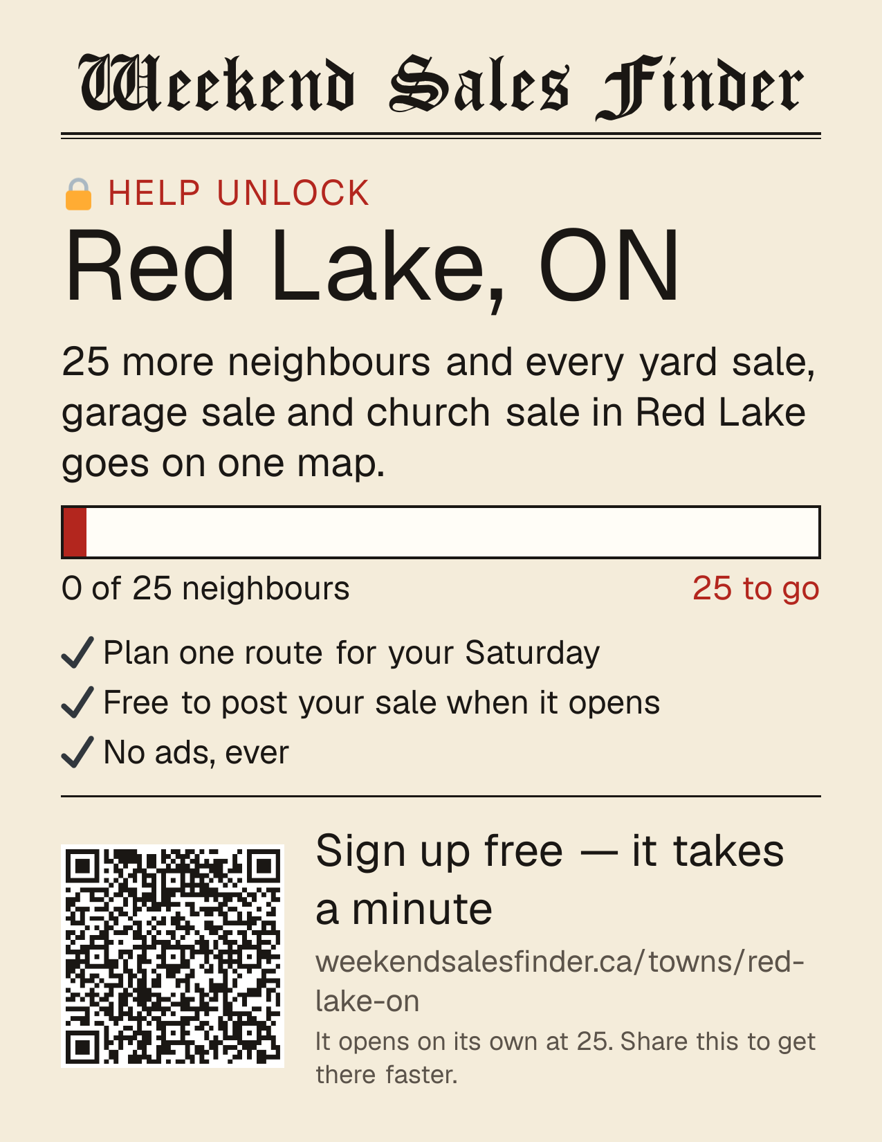 Printable poster for unlocking Red Lake