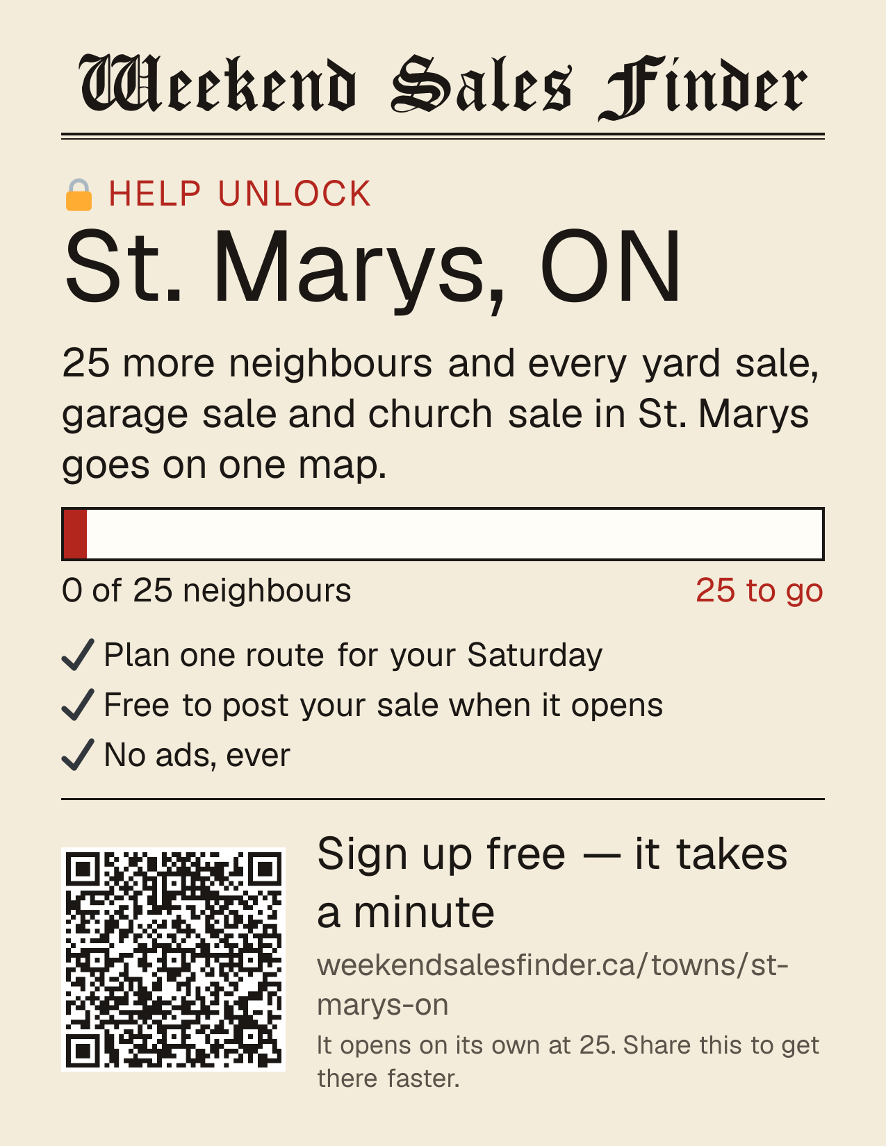 Printable poster for unlocking St. Marys