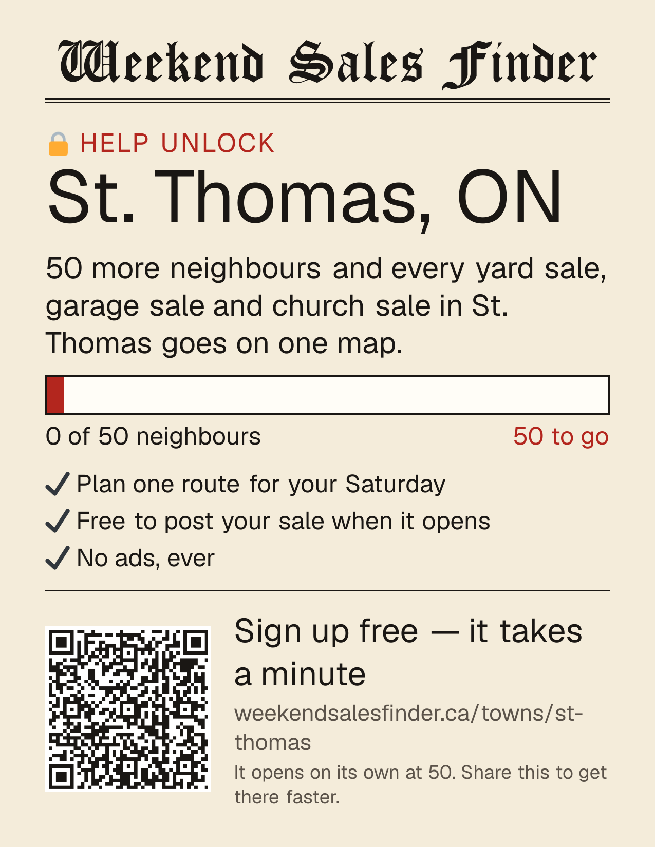 Printable poster for unlocking St. Thomas
